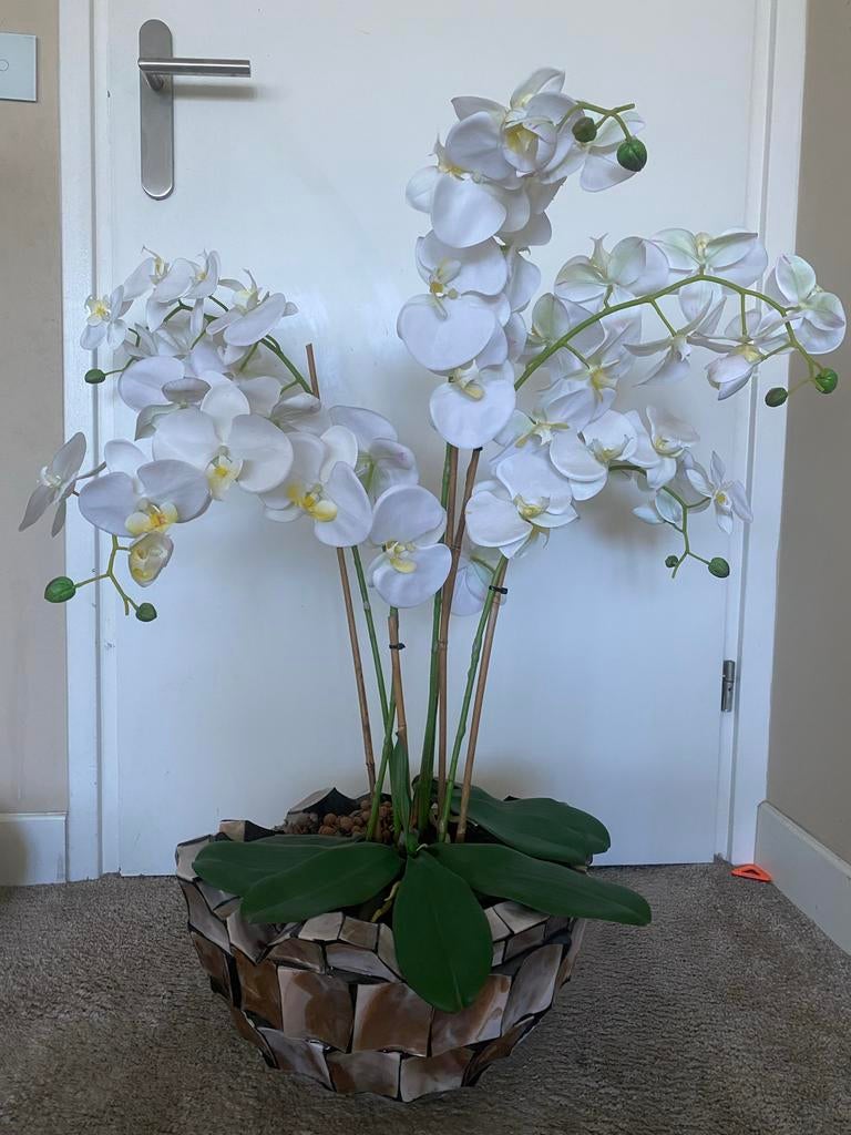 Grote pot met veel zijden orchideeën (2 stuks beschikbaar), Binnen, Kunstplant, Zijde, Ophalen of Verzenden