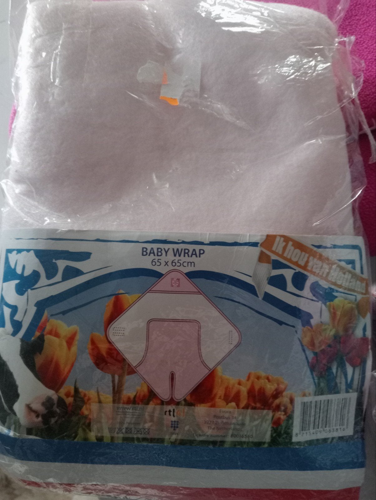 Roze baby wrap deken 65x65 cm, Nieuw, Roze, Deken, Overige merken