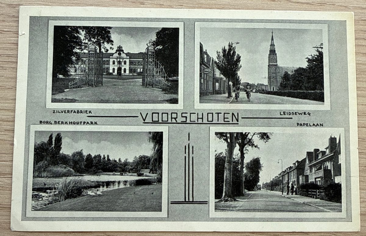 Oude ansichtkaart Voorschoten - Zilverfabriek, Leidseweg etc, Verzamelen, Ansichtkaarten | Nederland, Ophalen of Verzenden, Voor 1920