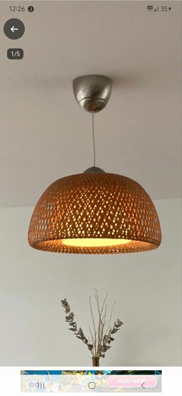 Rotan hanglamp, Ophalen, Zo goed als nieuw, Natuurlijk materiaal, E27 (groot)