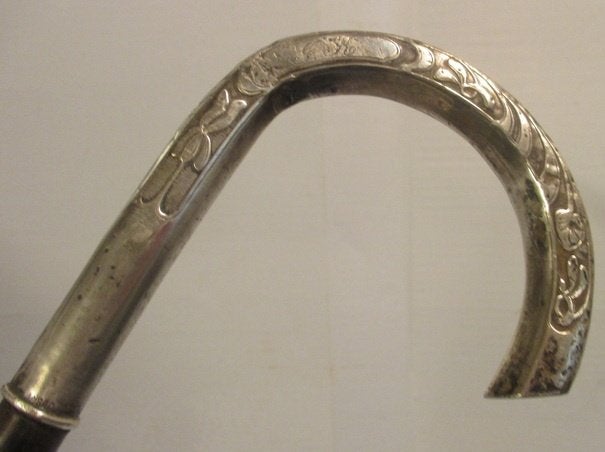 art nouveau wandelstok floraal motief massief zilver 402, Verzenden