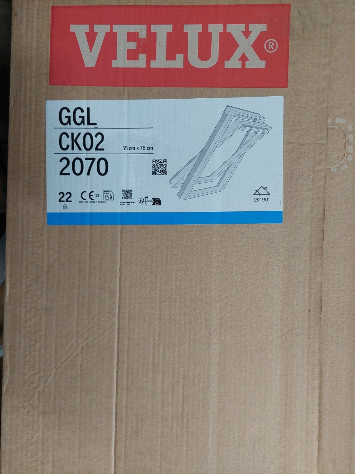 Nieuw en zgan velux ggl ck02 dakramen 55x78 cm met gootstuk, Doe-het-zelf en Verbouw, Glas en Ramen, Ophalen, Zo goed als nieuw