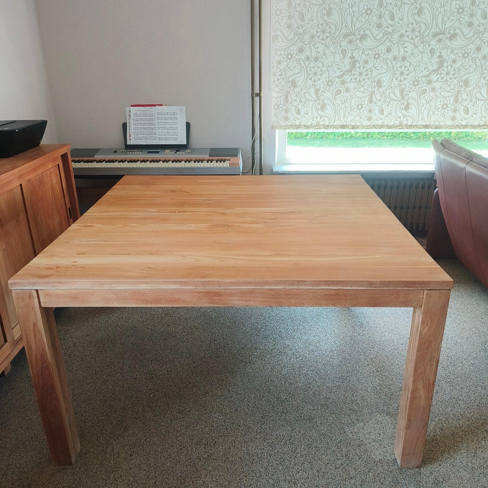 Deugdelijke kwaliteitsvolle robuuste vol houten teak tafel, Huis en Inrichting, Ophalen, Teakhout, 200 cm of meer, 50 tot 100 cm