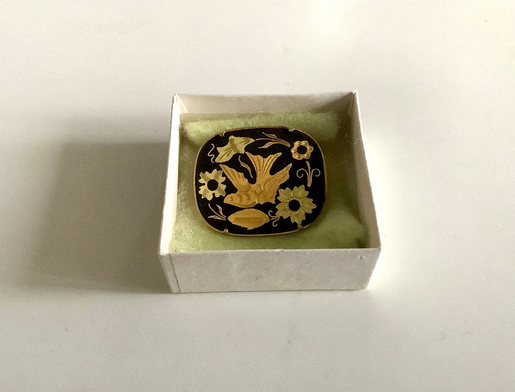 Vintage damasceen Toledo broche, Ophalen of Verzenden, Zo goed als nieuw, Overige materialen
