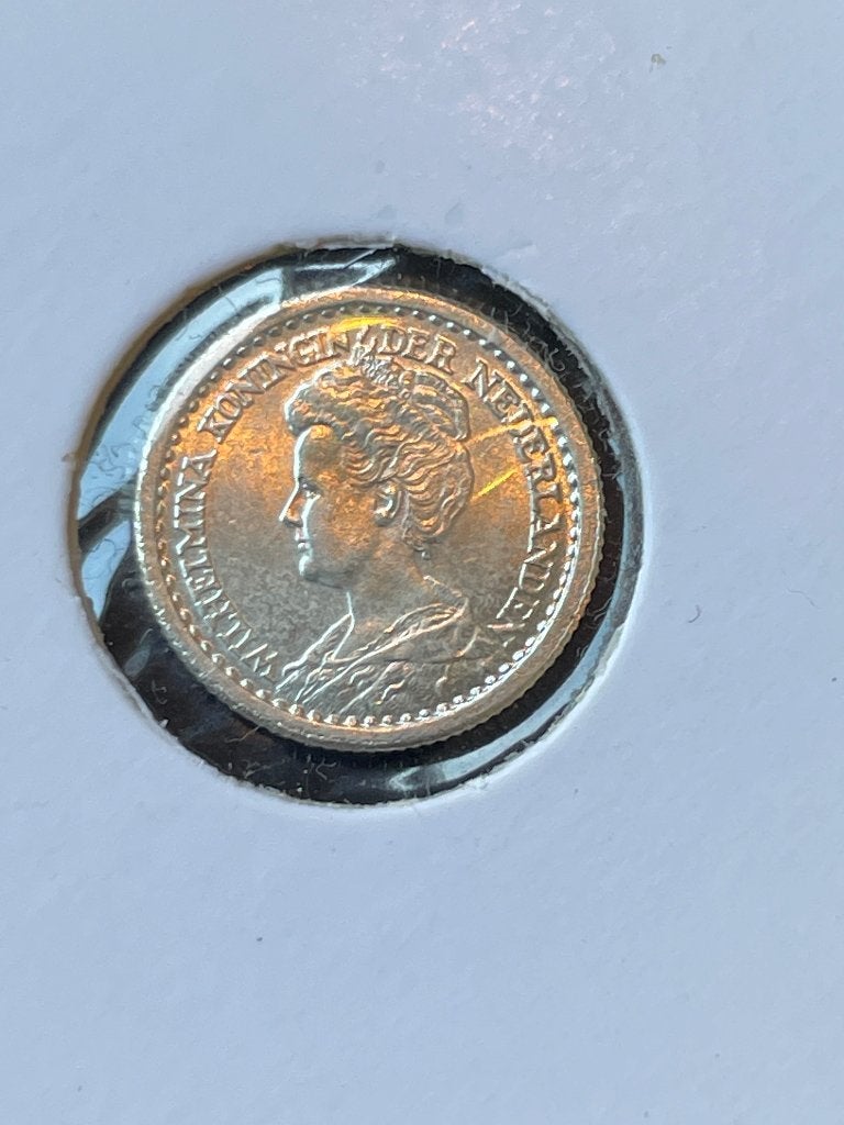 Prachtig dubbeltje 1910, Verzenden, Zilver, 10 cent, Koningin Wilhelmina