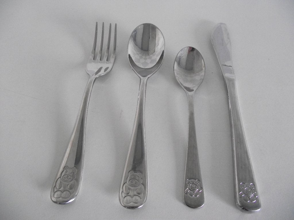 4x RVS kinderbestek Teddy Beer Villeroy & Boch / Amefa p st, Ophalen of Verzenden