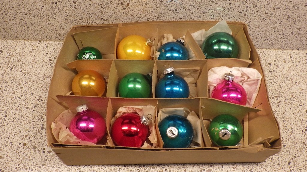 mooie oude kleurrijke kerstballen, Ophalen of Verzenden, Gebruikt