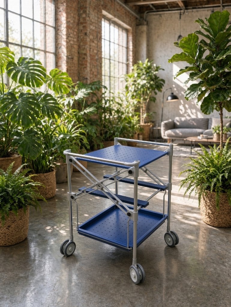 Kartell OXO Serveerwagen / Trolley blauw vintage, Huis en Inrichting, Ophalen, Rechthoekig, Minder dan 55 cm, 60 cm of meer