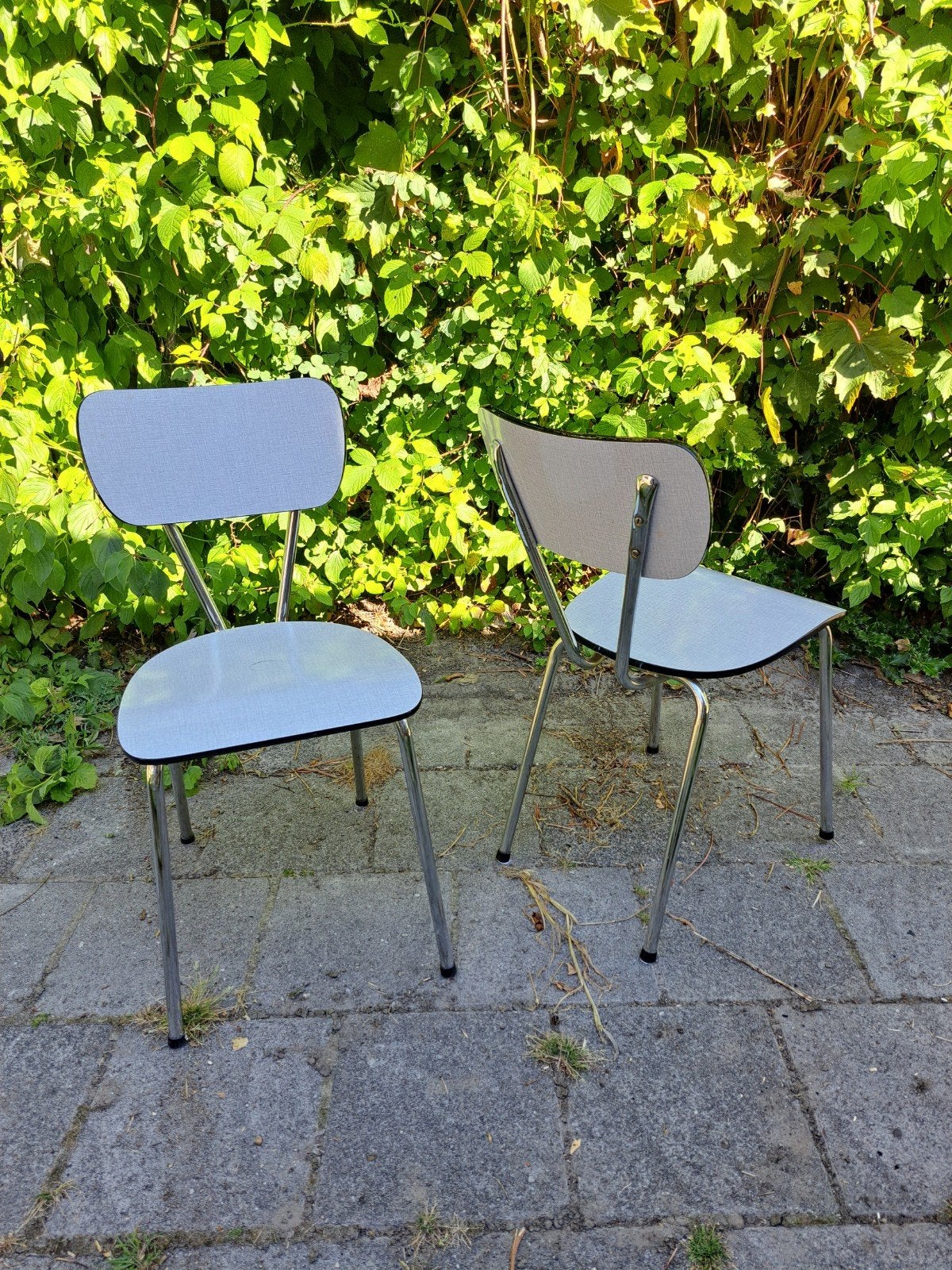 2 leuke, nette, retro stoeltjes, Ophalen, Gebruikt, Metaal