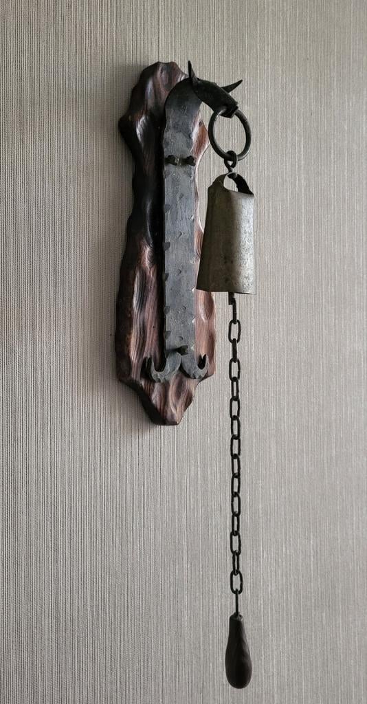 Oude ijzeren deurbel / trekbel, Antiek en Kunst, Ophalen of Verzenden