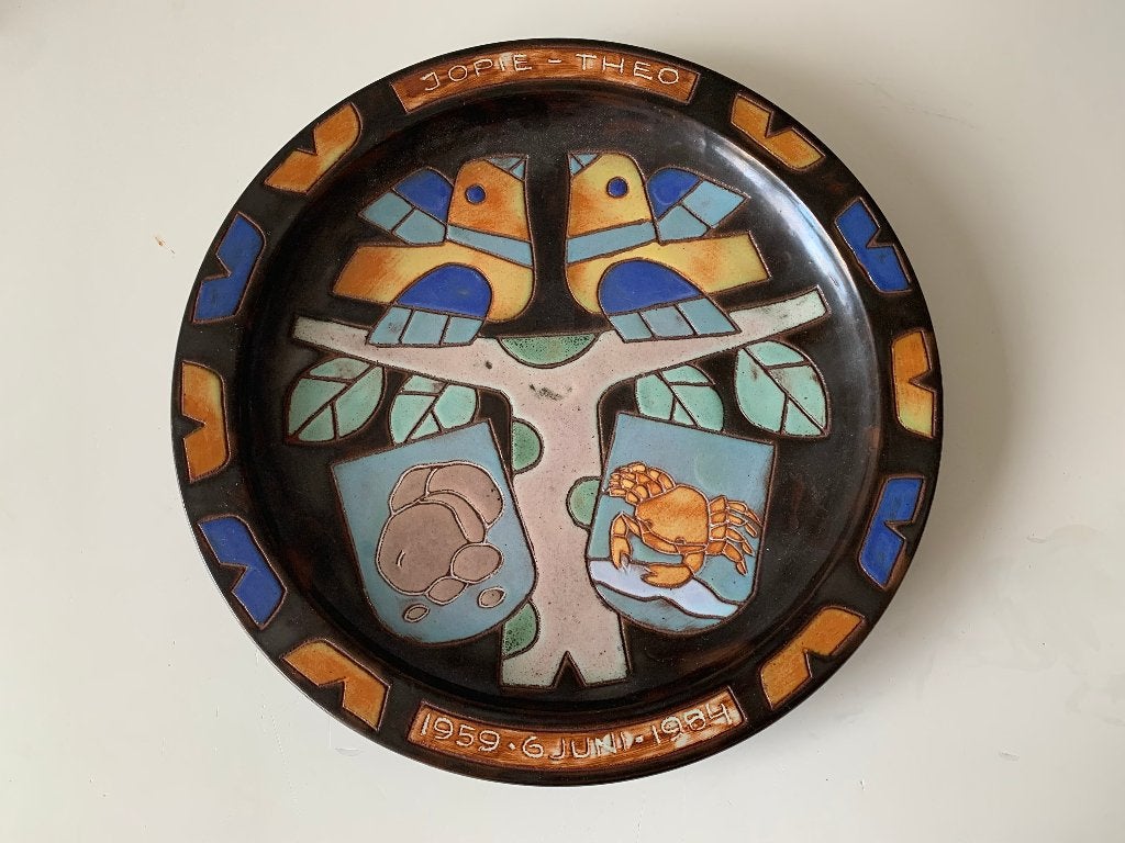 Groot keramiek wandbord Potters Pottenbakkerij Oisterwijk, Ophalen