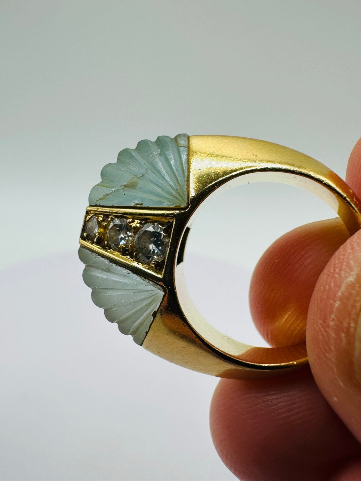 Vintage Piaget 18K Geelgouden Gesneden Edelsteen & Diamanten, Gebruikt, Ophalen of Verzenden, 17 tot 18, Met edelsteen