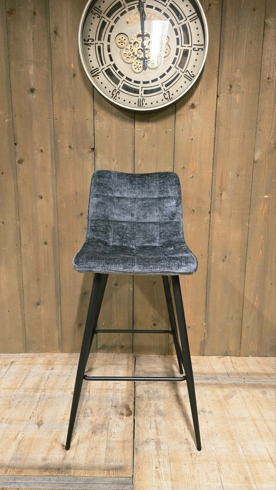 Mooie Barstoelen/Krukken Teddy Bouclé stof Petrol Blauw, 5 krukken of meer, Met voetsteun, 60 tot 90 cm, Nieuw