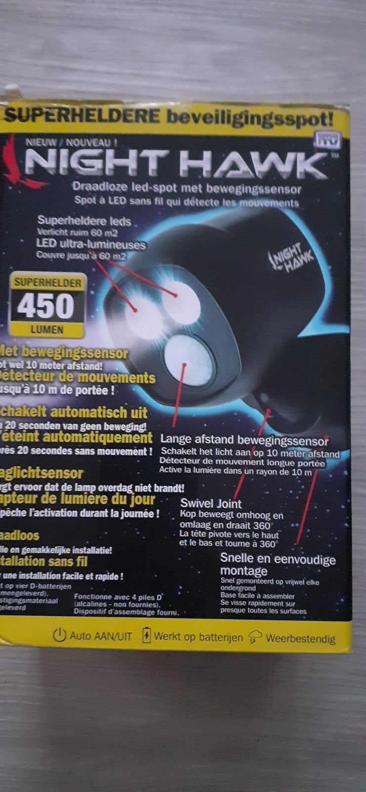 NIGHT HAWK 450 Lumen Beveiligingsspot Nieuw in Verpakking, Ophalen of Verzenden