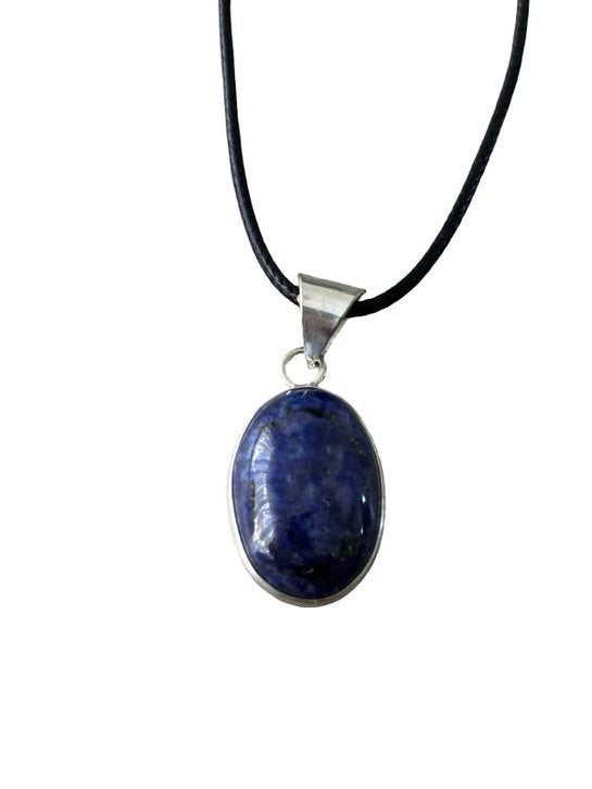 Unisex Lapis Lazuli Edelsteen Ketting op Leer, Nieuw, Ophalen of Verzenden, Schimmelstraat, Steen of Mineraal