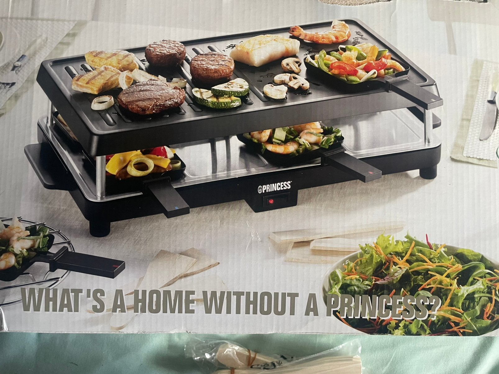 Gourmetstel grillplaat tafelgrill gourmetten gourmet, Ophalen, Zo goed als nieuw, 8 personen of meer