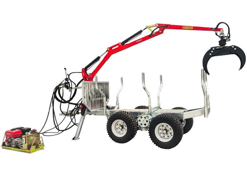 Houttrailer 2,0 ton hydraulische kraan 3,4m stuwhulp, Ophalen, Nieuw