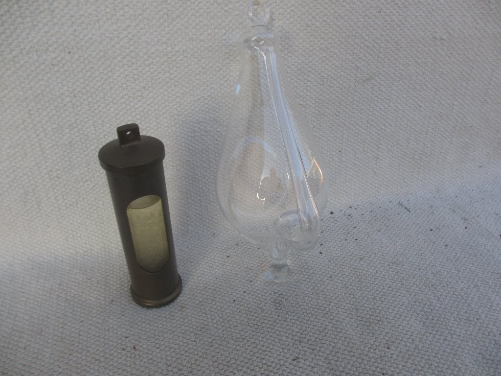 Vintage Deens messing stormglas + 1x glazen model, Ophalen of Verzenden, Gebruikt, Barometer