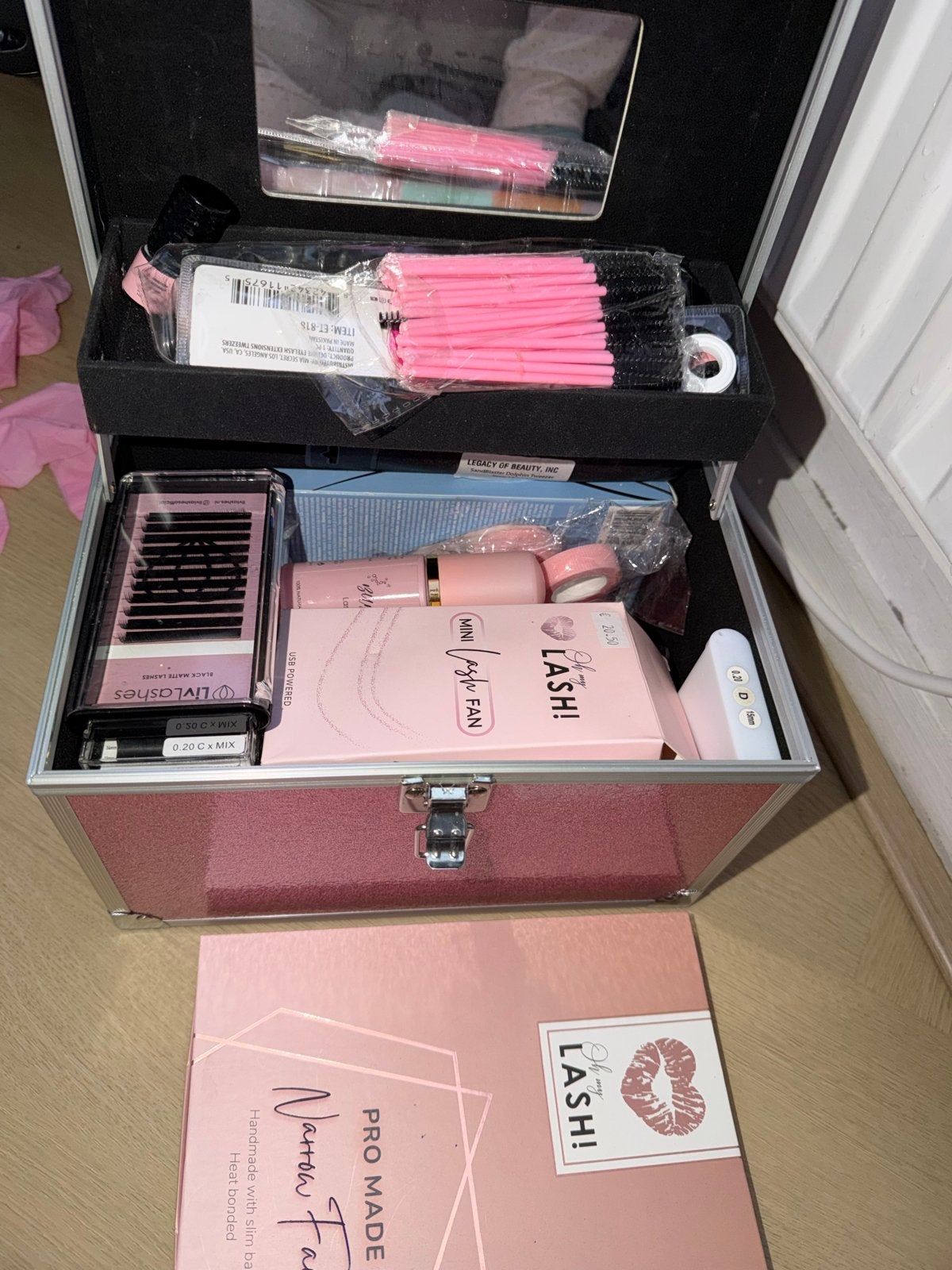 One by one wimper koffer roze met glitters, Ophalen of Verzenden, Zo goed als nieuw, Roze, Met slot