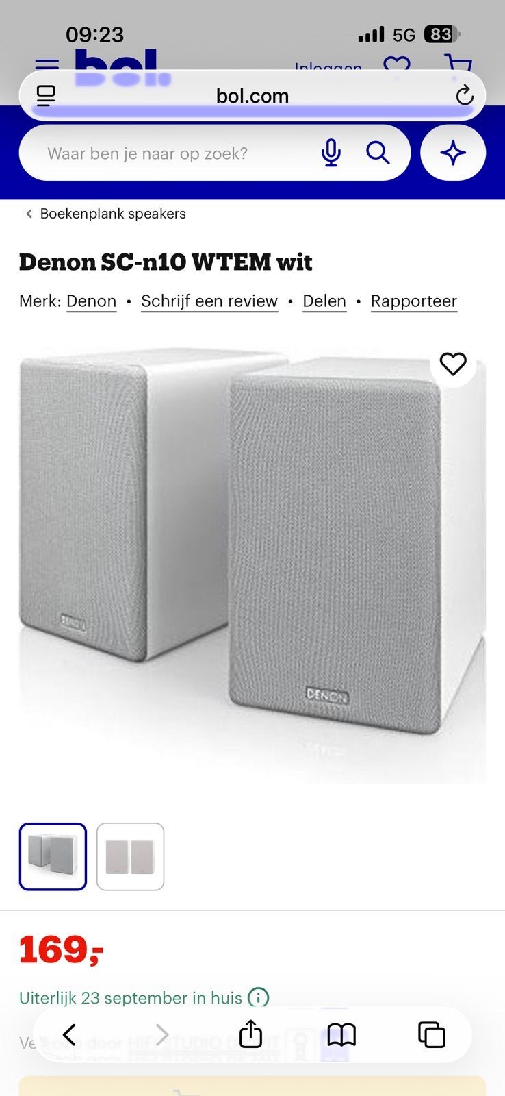 Denon SC-n10 WTEM wit speakers, Ophalen of Verzenden, Zo goed als nieuw, Overige merken