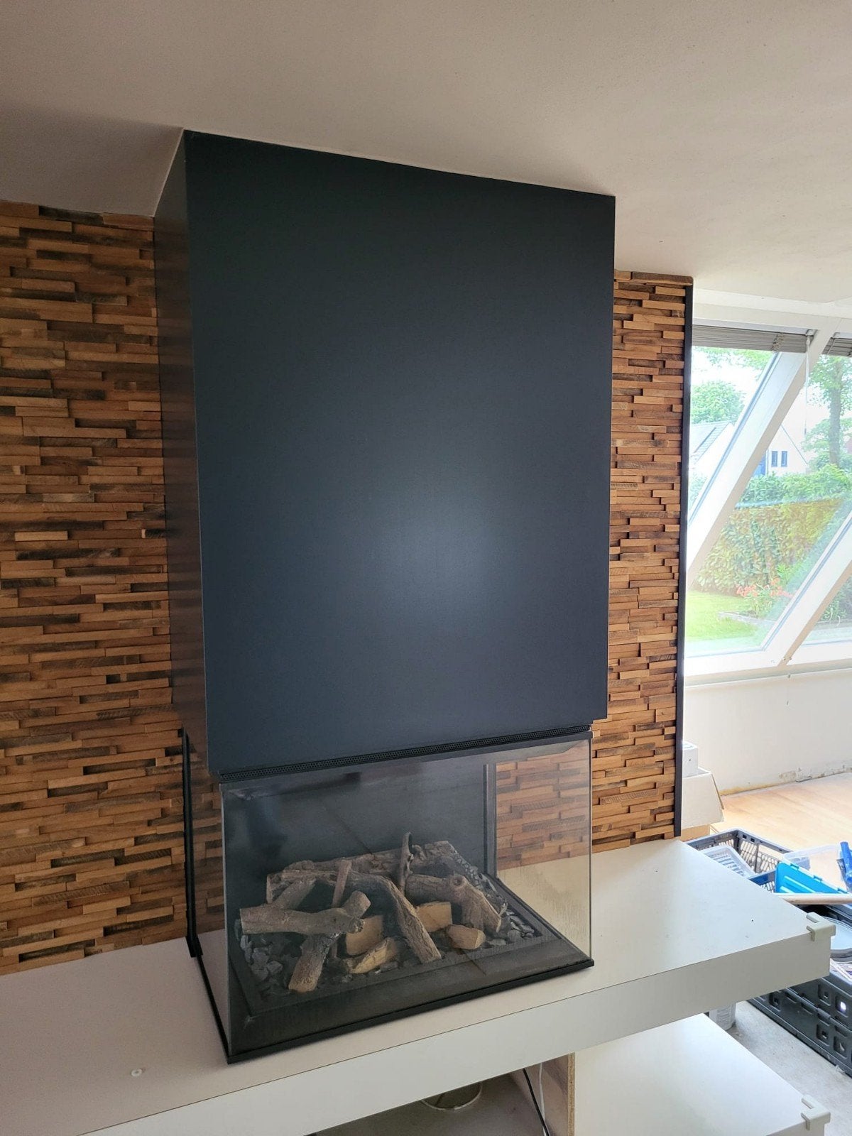Kalfire FURA 75 TWIN 3-zijdig gashaard met afstandsbediening, Ophalen, Gebruikt, 50 tot 100 cm, Minder dan 100 cm