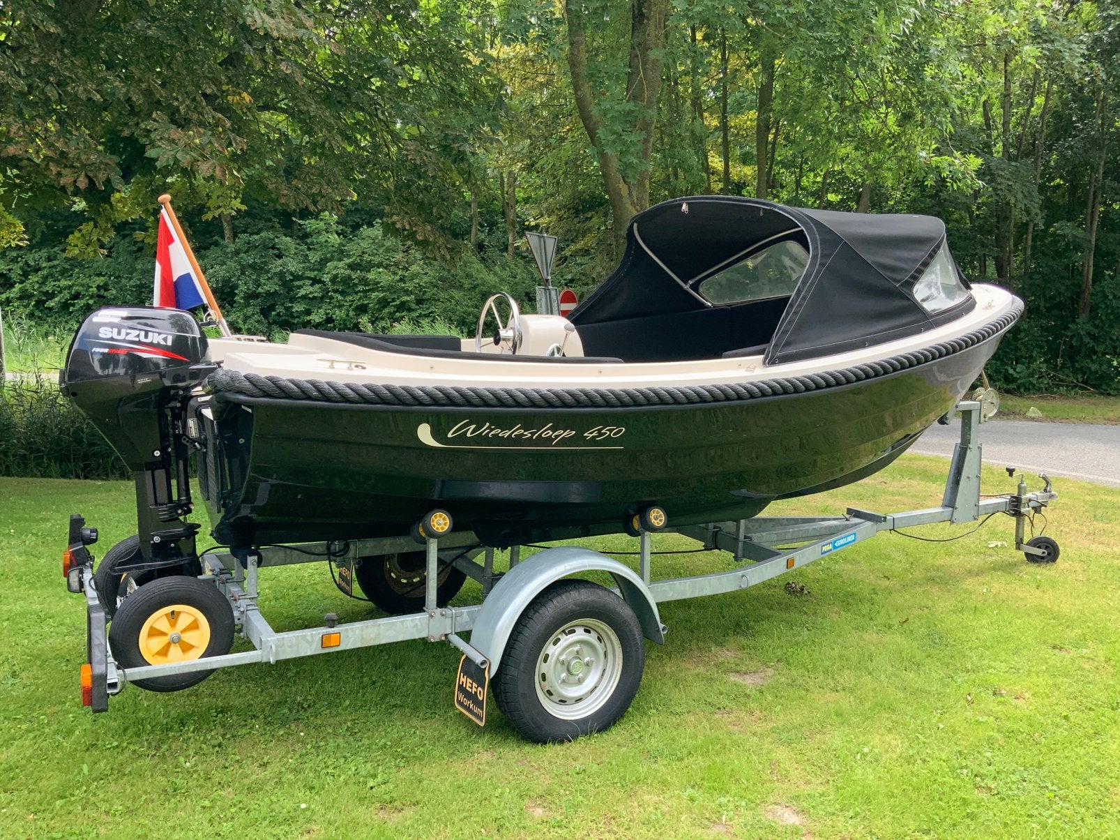 Wiedesloep 450, Suzuki 9,9 pk 4-tact | buiskap, Watersport en Boten, Ophalen, Lago Amore, Rondzit, Buitenboordmotor