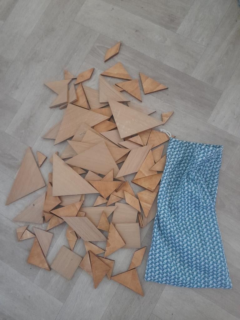 Houten Tangram Puzzel met Zakje, Ophalen of Verzenden, Gebruikt, Overige typen