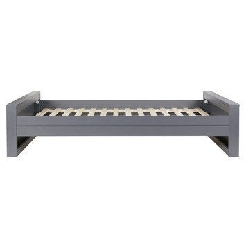 WOOOD Dennis bed staalgrijs met nachtkastje en dekenkist, Ophalen, Gebruikt, 90 cm, Eenpersoons