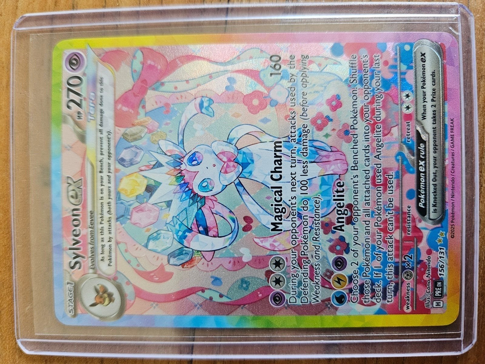 Sylveon ex 156/131 Full Art Pokémon Kaart, Ophalen of Verzenden, Zo goed als nieuw, Losse kaart, Foil