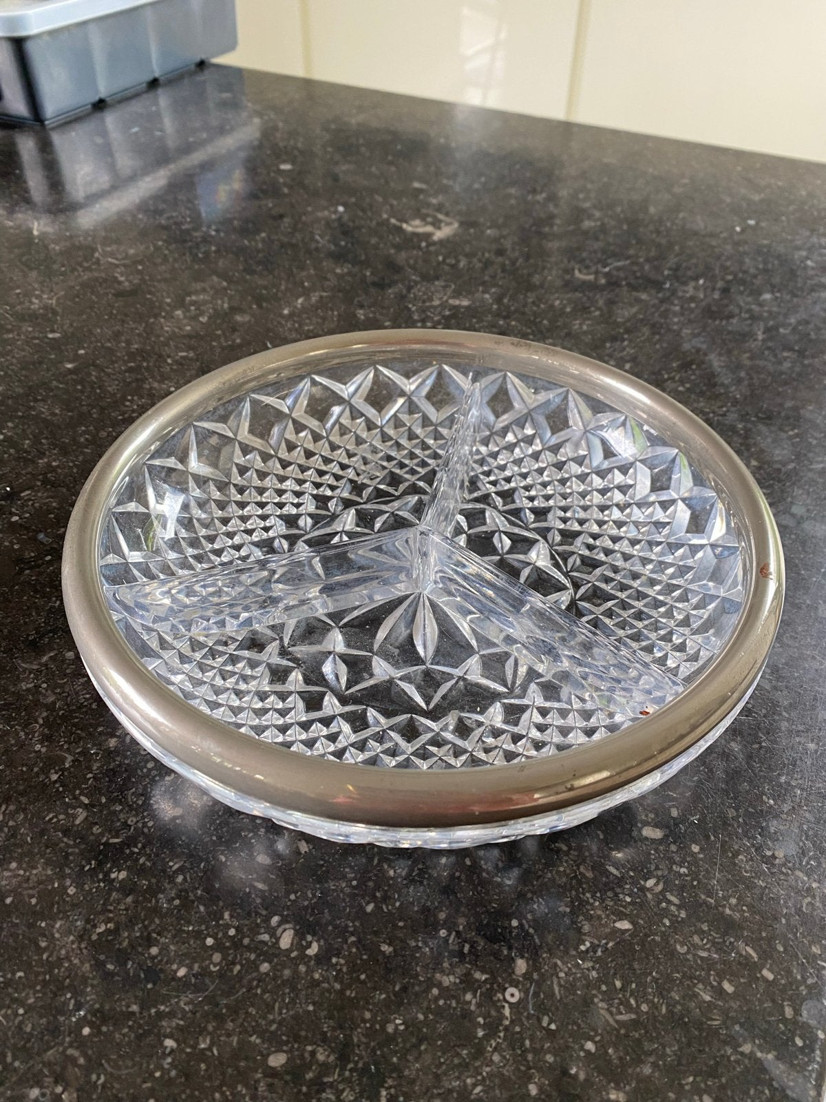 Vintage Indiana Glass Diamond Point Serveerschaal, Ophalen of Verzenden