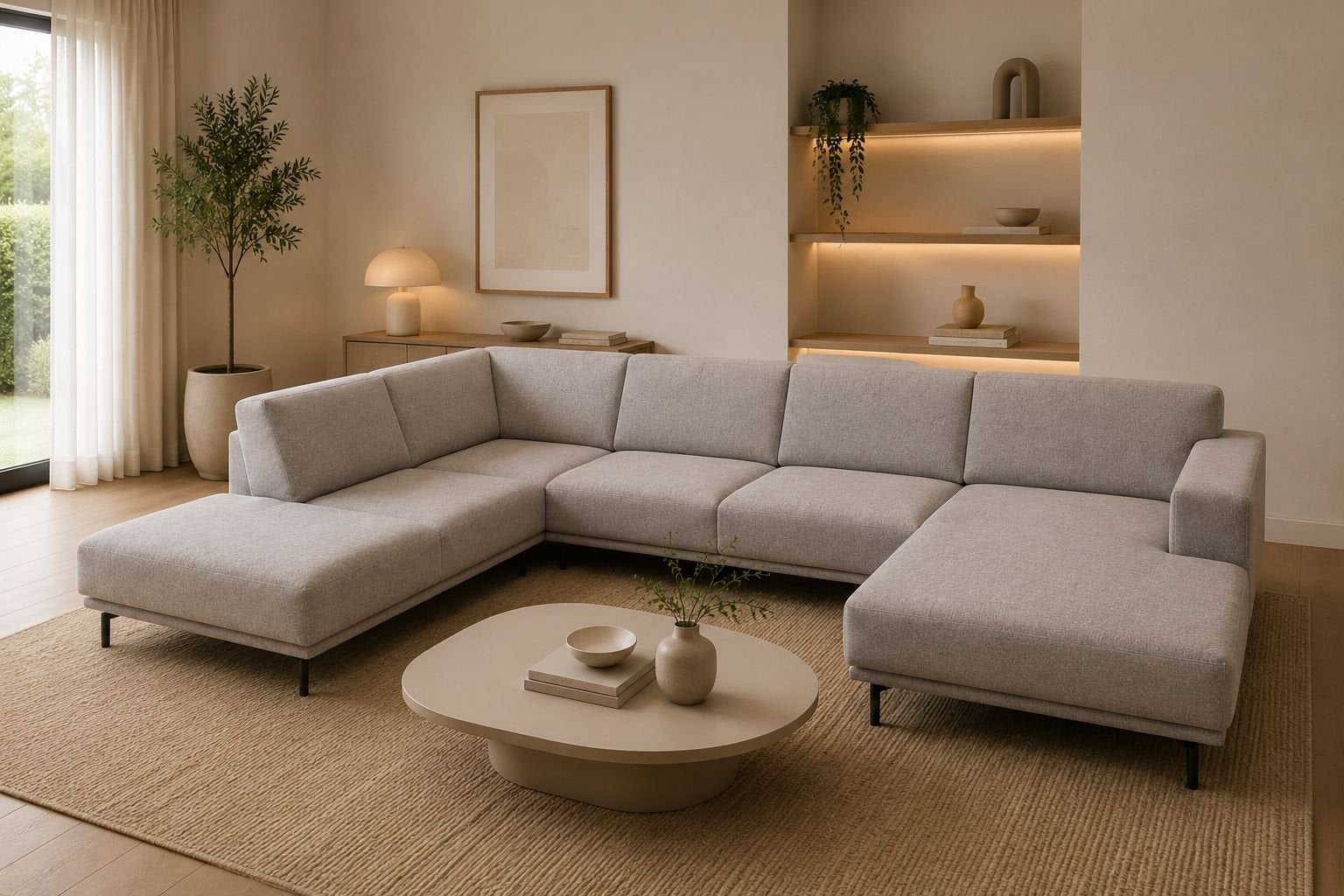 GRATIS LEVERING | MONTEL STAR HOEKBANK U-VORM | GEREINIGD, Hoekbank, 300 cm of meer, Ophalen of Verzenden, Zo goed als nieuw
