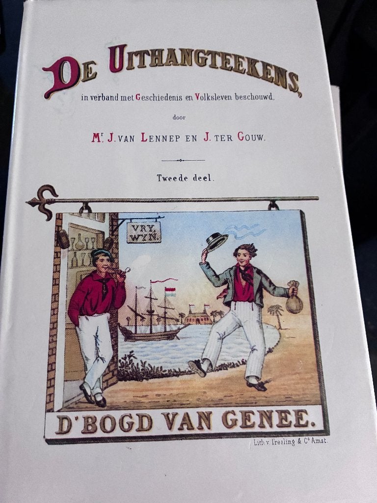 Set 'De Uithangteekens I & II + Nederlandse Opschriften', Gelezen, 19e eeuw, M.J. van Lennep en J. ter Gouw, Ophalen of Verzenden