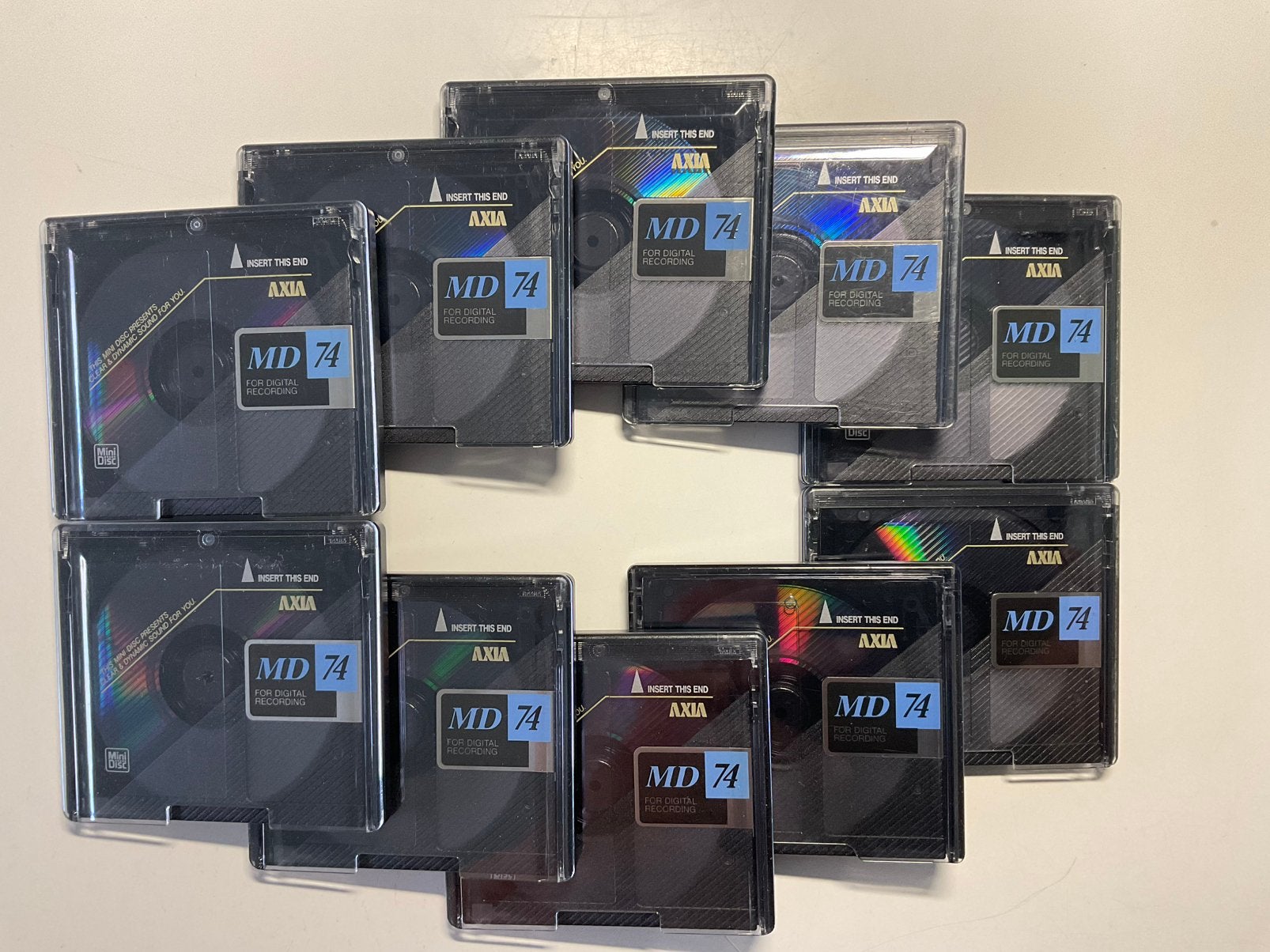 Minidisc’s  AXIA BLAUW  10x als nieuw ( 1x gebr ) 74 minuten, Ophalen of Verzenden