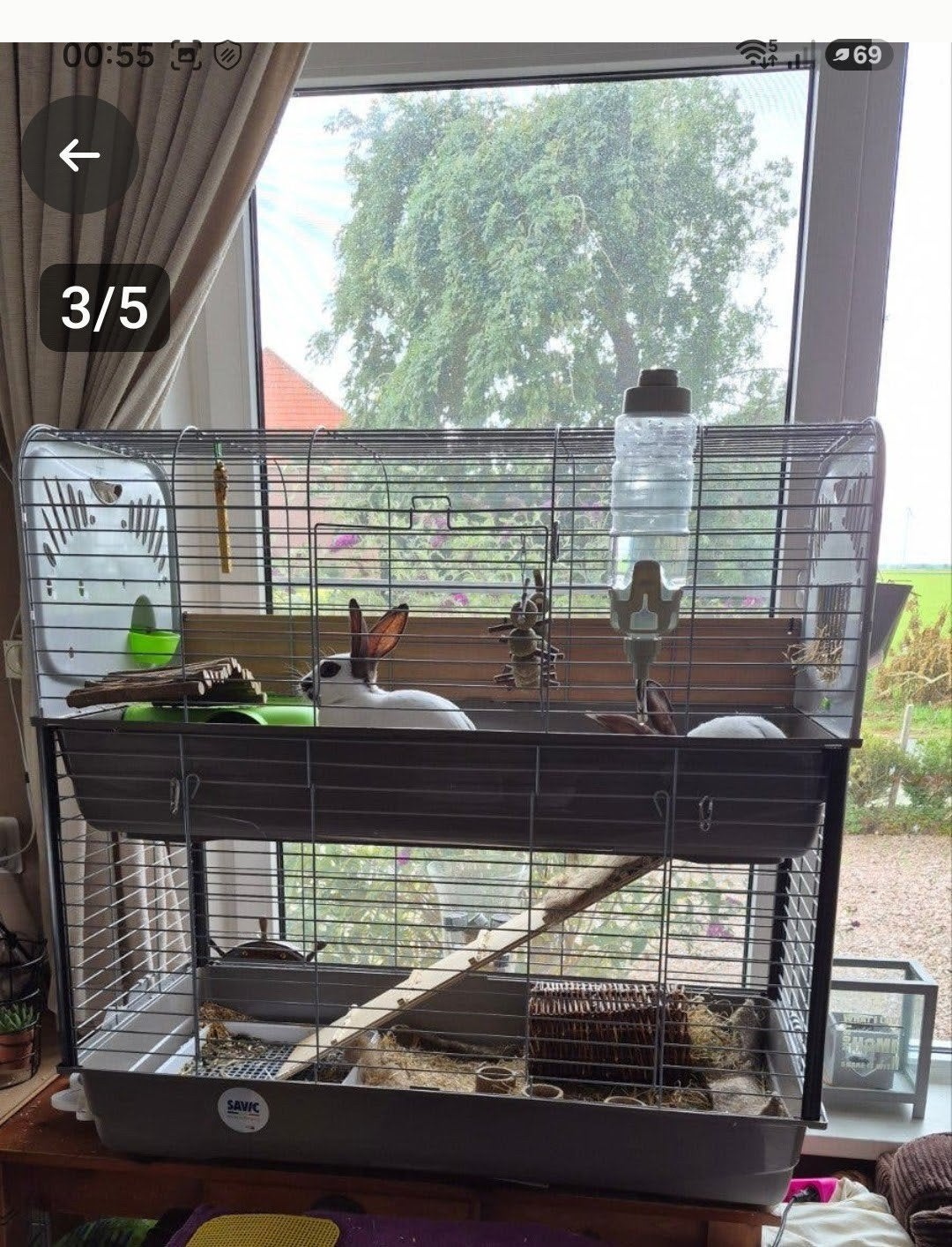 Dubbele konijnen/caviakooi voor binnen., Ophalen, Kooi, Cavia, Zo goed als nieuw