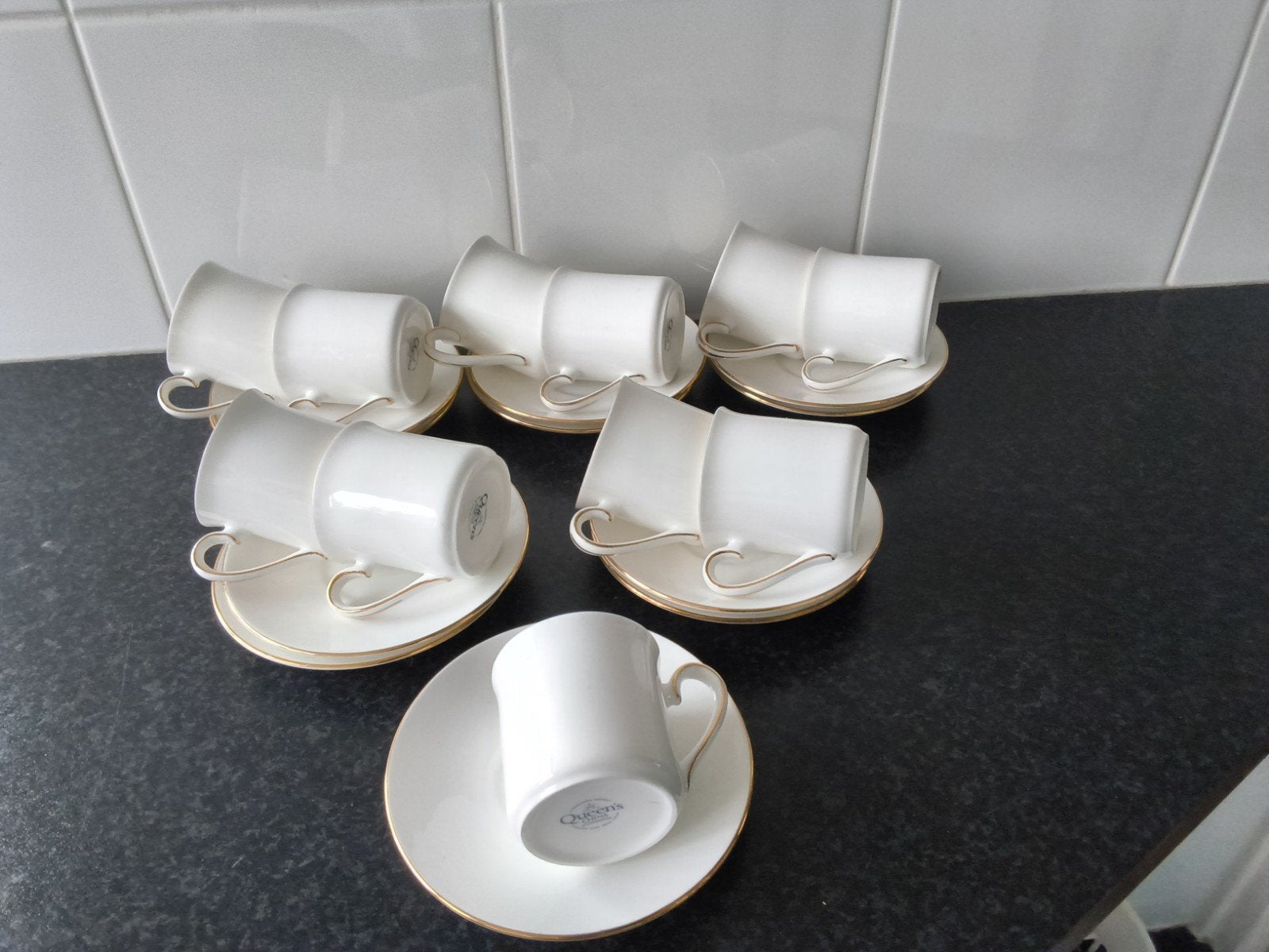 11 engelse queen's espresso  kop en schotels, Ophalen of Verzenden, Zo goed als nieuw, Overige stijlen, Kop(pen) en/of Schotel(s)