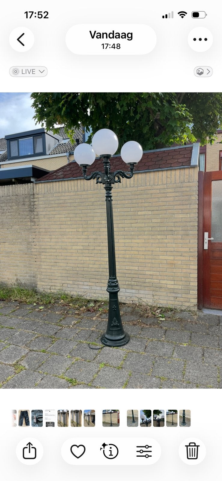 Gietijzeren tuinlantaarn, Ophalen, Staande lamp, 50 tot 250 watt, IJzer
