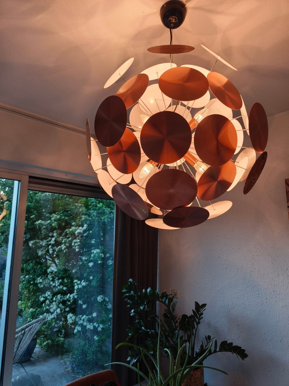 Moderne metalen hanglamp - Ø 60 cm - Hoogte verstelbaar, Ophalen, Zo goed als nieuw, Metaal, Tijdloos
