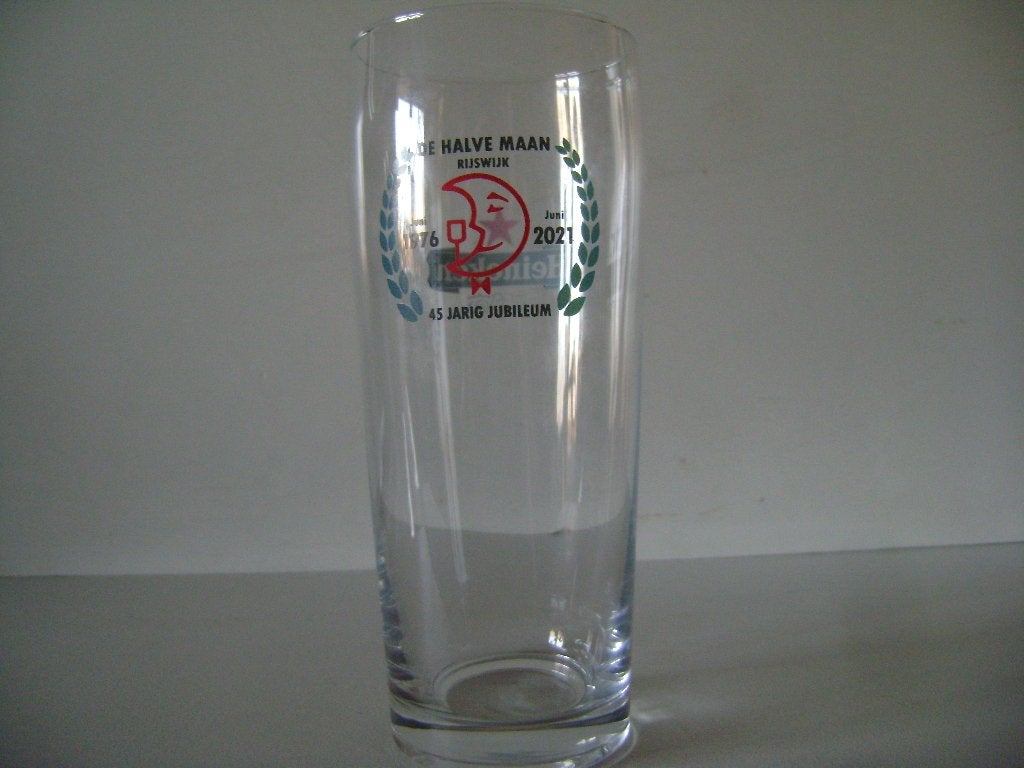 Nieuw bierglas Heineken 45 jarig jubileum"De halve Maan", Verzamelen, Ophalen of Verzenden, Nieuw, Gebruiksvoorwerp