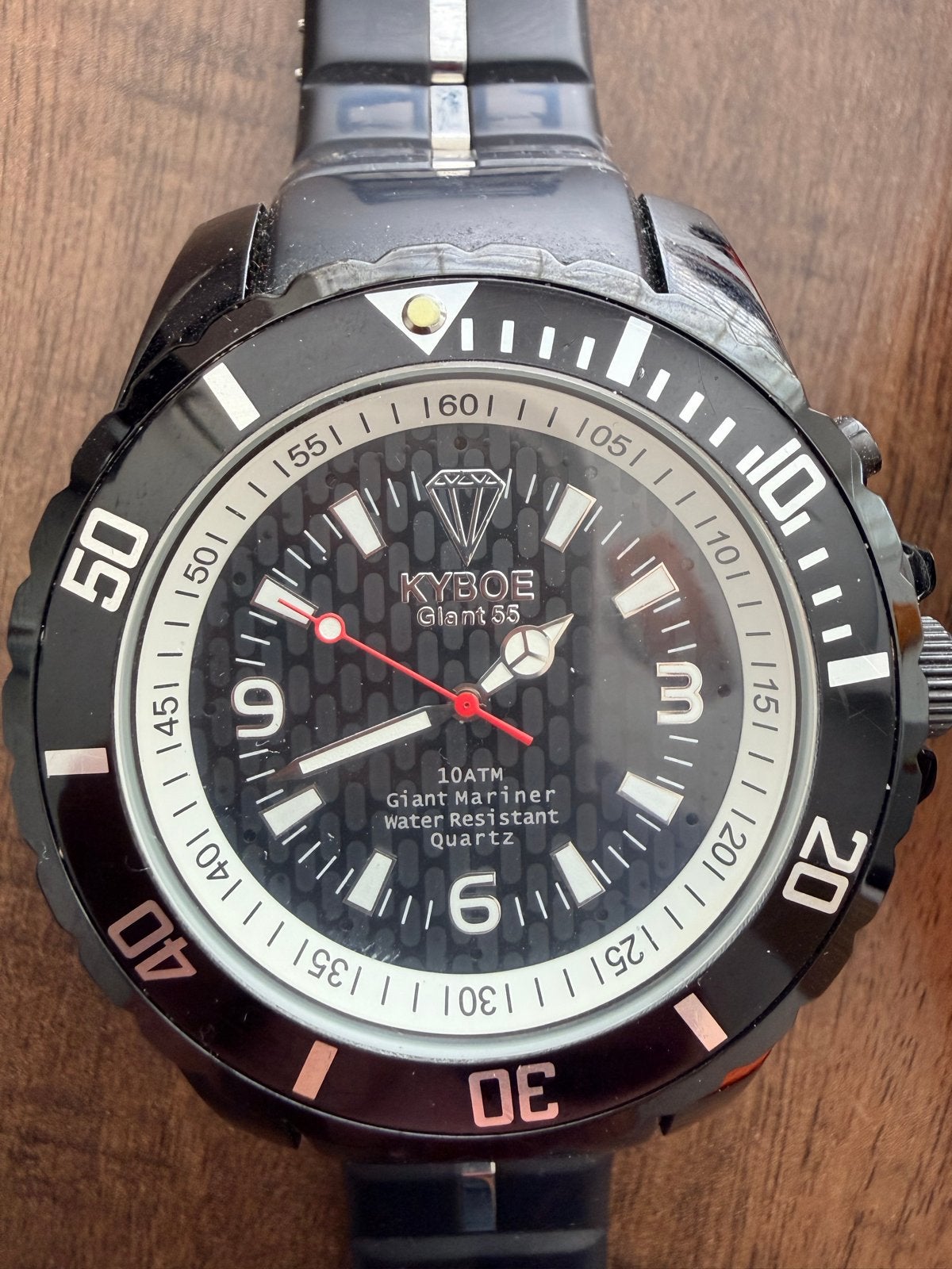 Kyboe Giant 55 Herenhorloge - Zwart, Waterbestendig, Overige merken, Staal, Kunststof, Gebruikt