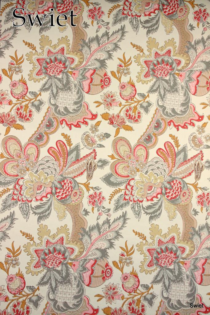 6623 vintage wallpaper blush pink ruby red taupe grey swiet, Verzenden, Beige