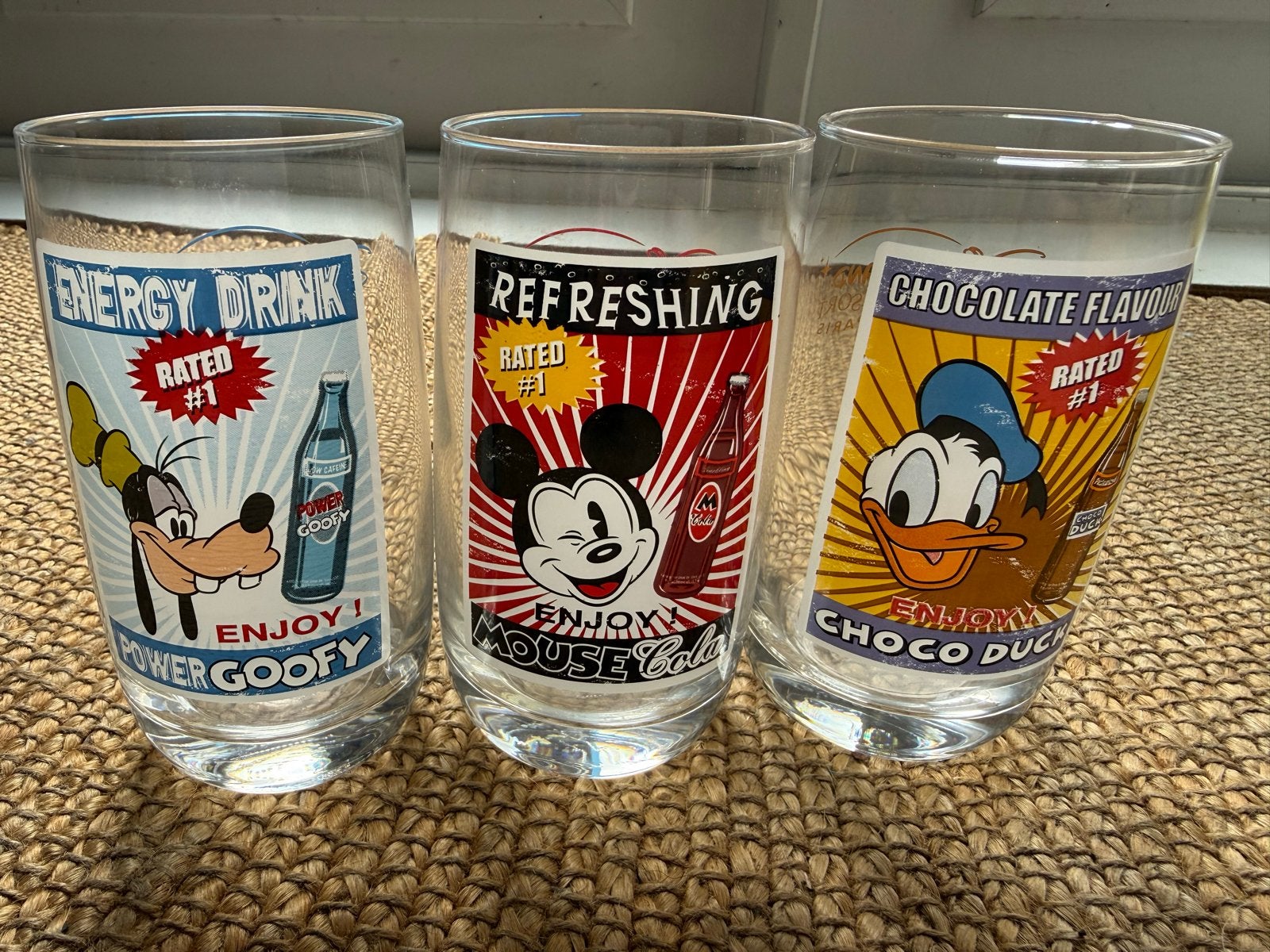 Disneyland Resort Paris glazen set – Mickey, Donald & Goofy, Ophalen of Verzenden, Zo goed als nieuw, Meerkleurig, Overige merken
