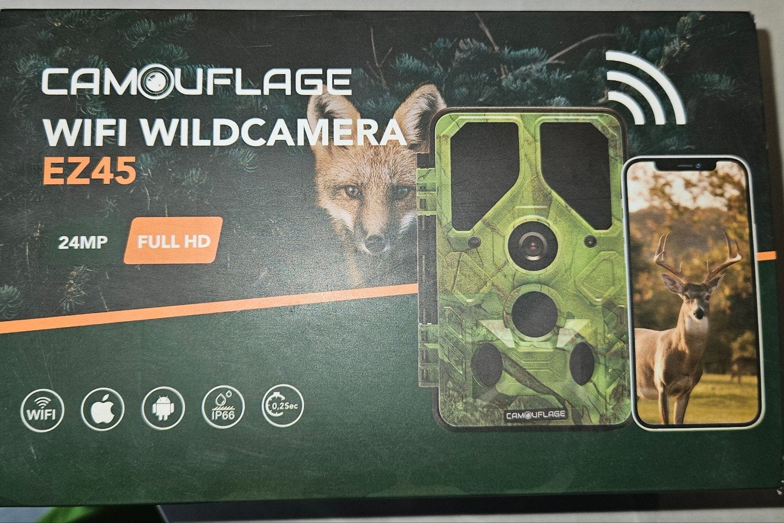 Camouflage WiFi Wildcamera EZ45 - 24MP Full HD