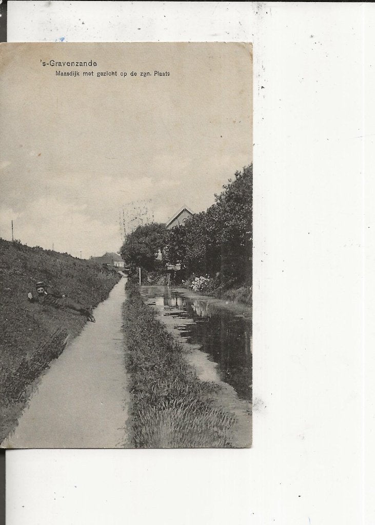 s Gravenzande Maasdijk gezicht op de Plaats 13-8-1917, Ophalen of Verzenden, Voor 1920, Gelopen, Zuid-Holland