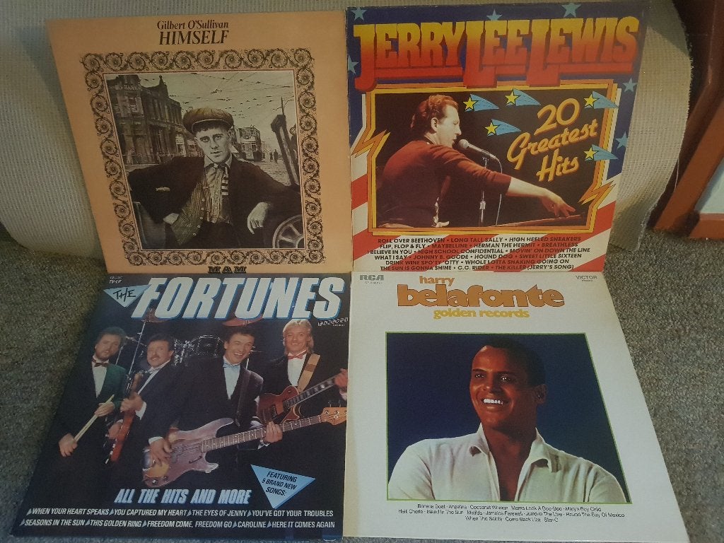 4 LPs Gilbert O'Sullivan, Jerry L Lewis, Belafonte, Fortunes, Beschermende buitenhoes, Ophalen of Verzenden, Gebruikt, 12 inch