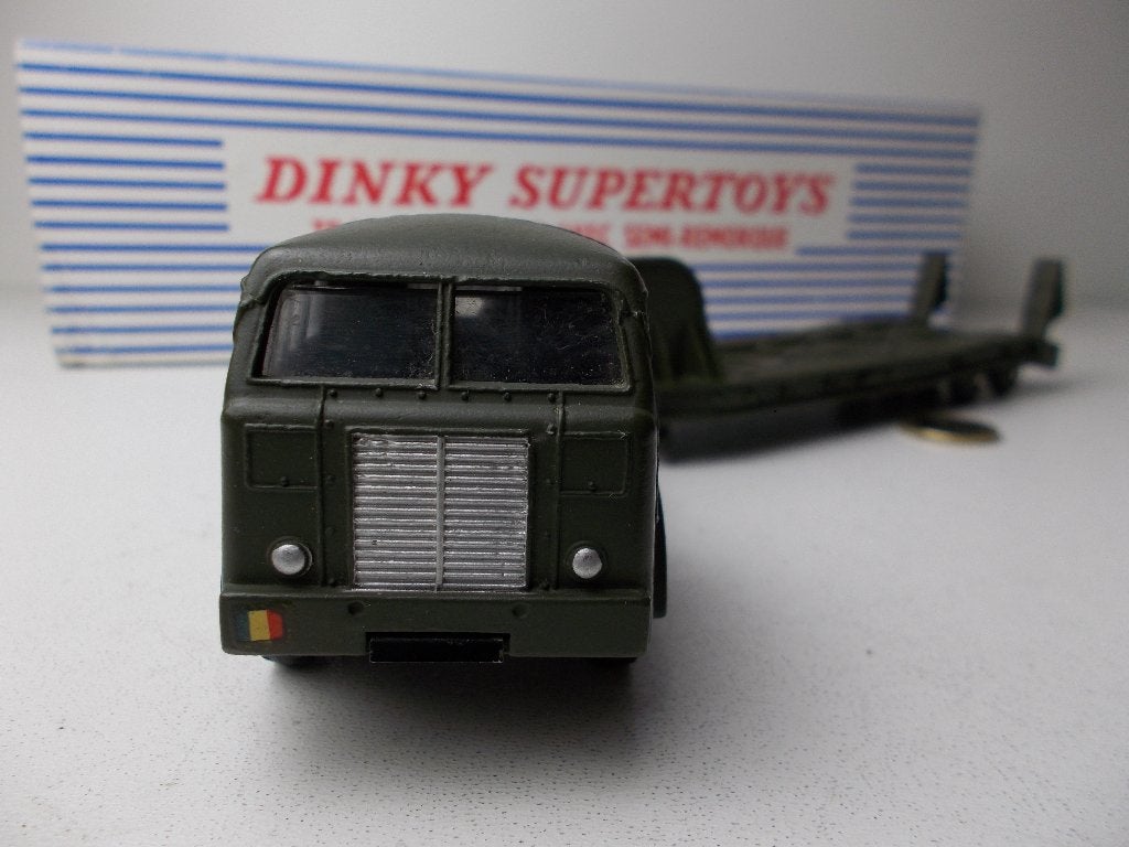 1959 Dinky SuperToys 890 BERLIET TANK TRANSPORTER + DOOS (C), Ophalen of Verzenden, Zo goed als nieuw, Bus of Vrachtwagen, Dinky Toys