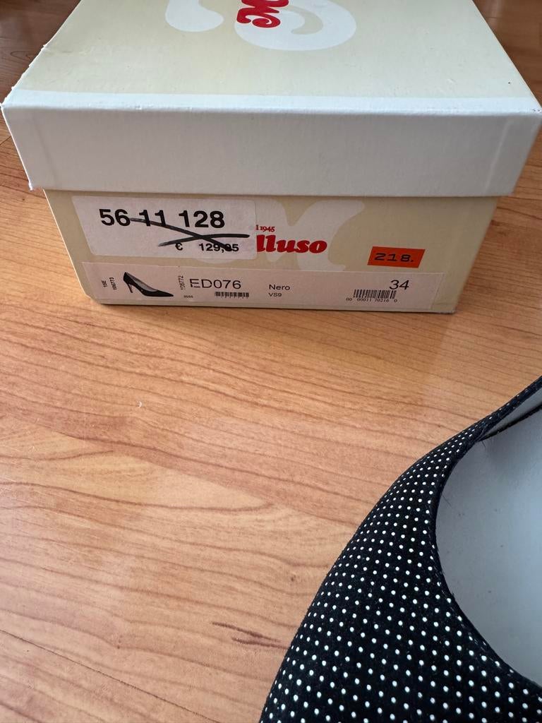 Melluso Zwarte Pumps met Witte Stippen - Maat 34, Ophalen of Verzenden, Zo goed als nieuw