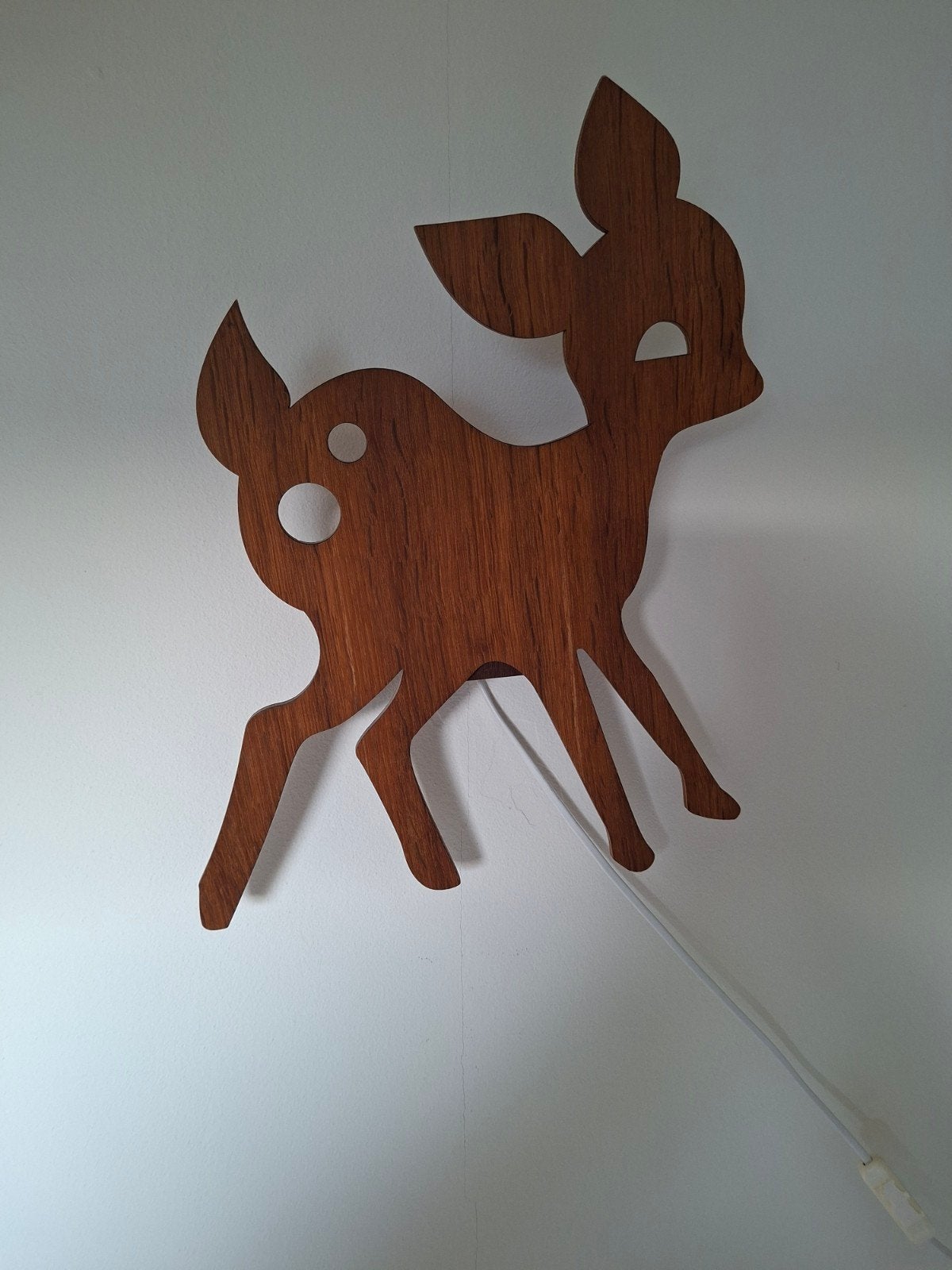 Houten Bambi schemerlampje voor kinderkamer, Bruin, Ophalen, Gebruikt, Lamp