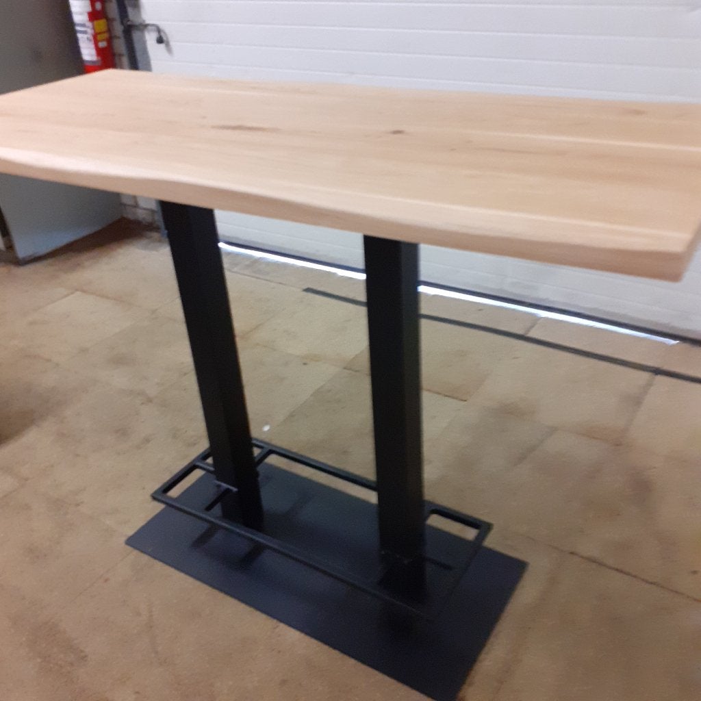 Bartafel,  met massief eiken blad, met metalen onderstel., Ophalen of Verzenden, Nieuw