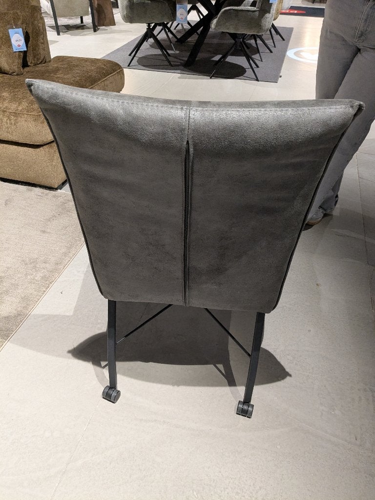 SET VAN 6 NIEUWE EETKAMERSTOELEN GRIJS MICRO LEDER, Ophalen, MODERN, Leer, Nieuw