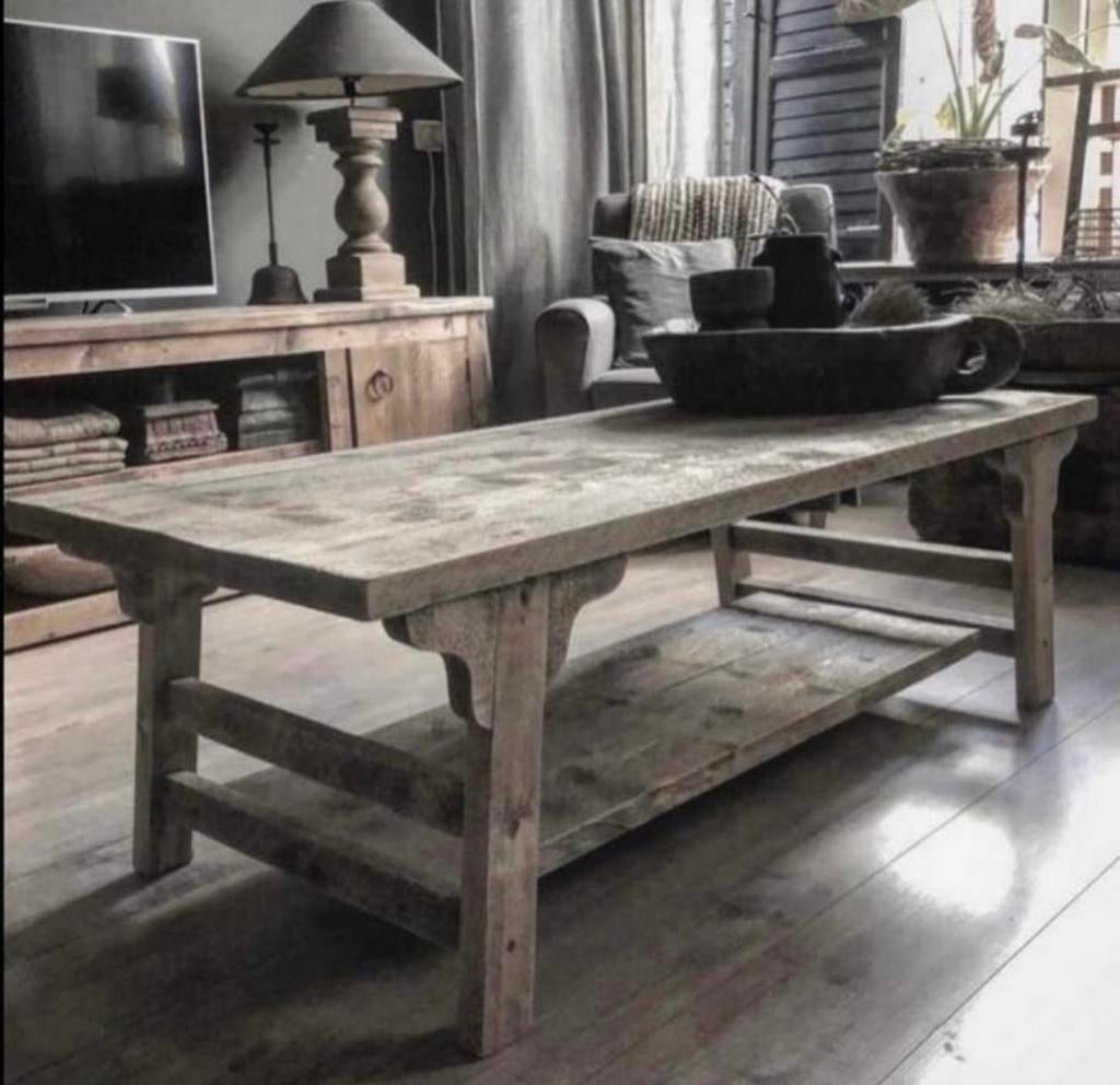 ~Stoer Sober Landelijk Houten Salontafel~, Ophalen of Verzenden, Zo goed als nieuw